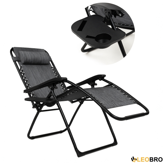 Розкладне крісло шезлонг LEOBRO Zero Gravity Grey (LB-ZGC-F1-GRY) - 2