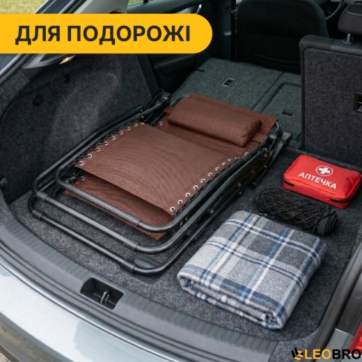 Розкладне крісло шезлонг LEOBRO Zero Gravity Brown (LB-ZGC-F1-BRN) - 2