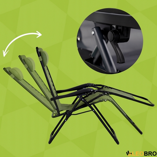 Розкладне крісло шезлонг LEOBRO Zero Gravity Pistachio (LB-ZGC-F1-PST) - 3