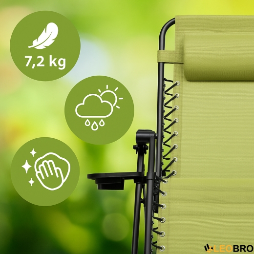 Розкладне крісло шезлонг LEOBRO Zero Gravity Pistachio (LB-ZGC-F1-PST) - 4