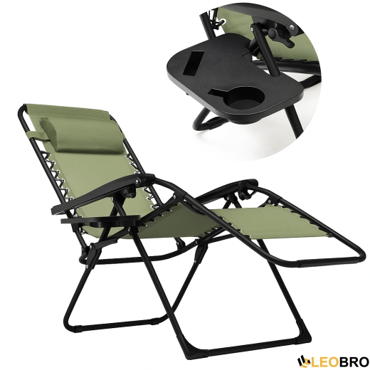 Розкладне крісло шезлонг LEOBRO Zero Gravity Pistachio (LB-ZGC-F1-PST) - 5