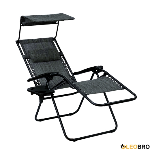 Розкладне крісло шезлонг із козирком LEOBRO Zero Gravity Dark Grey (LB-ZGC-H1-DGR) - 2
