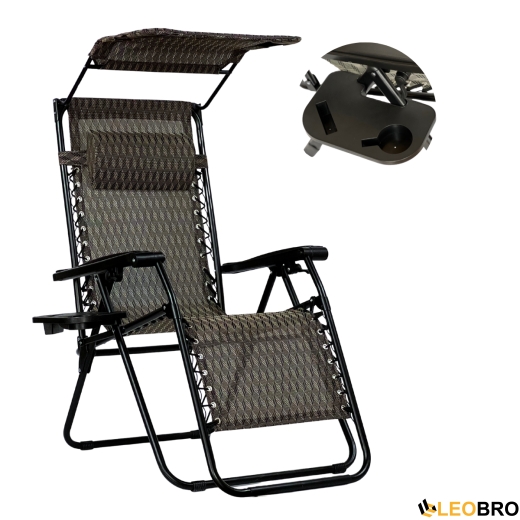 Розкладне крісло шезлонг з козирком LEOBRO Zero Gravity Plaid (LB-ZGC-H1-PLD - 1