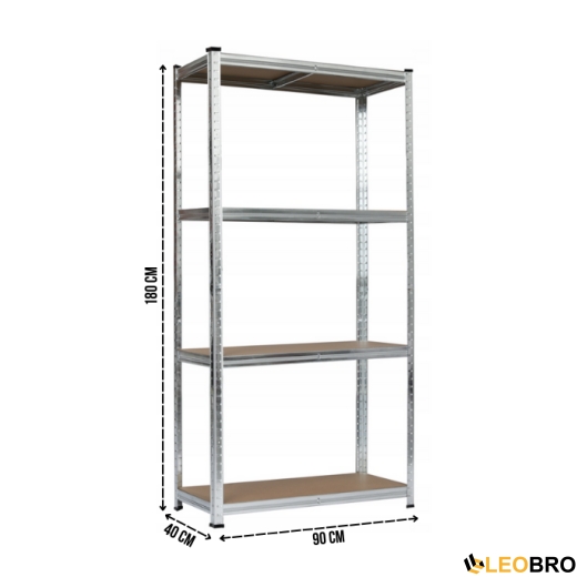 Стеллаж LEOBRO Premium 180 х 90 х 40 см, 175кг/полка, 4 полки (LB-R102) - 2