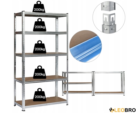 Стелаж LEOBRO Premium 180 х 90 х 40 см, 200кг/полиця, 5 полиць (LB-R106) - 1