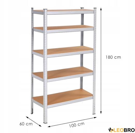 Стелаж LEOBRO Premium 180 х 100 х 60 см, 200кг/полиця, 5 полиць (LB-R108) - 2