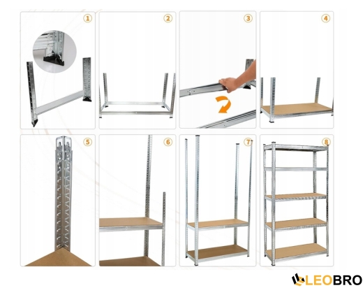 Стелаж LEOBRO Premium 150 х 70 х 30 см, 175кг/полиця, 4 полиці (LB-R111) - 6