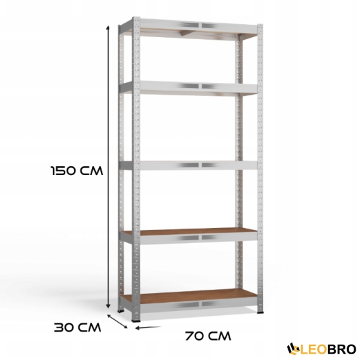 Стелаж LEOBRO Premium 150 х 70 х 30 см, 175кг/полиця, 5 полиць (LB-R112) - 2