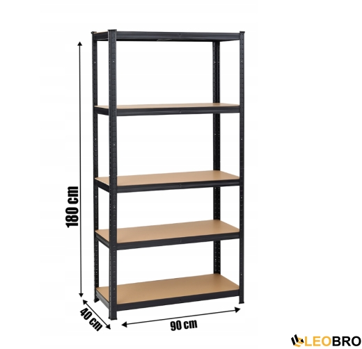 Стелаж LEOBRO Premium Black 180 х 90 х 40 см, 175кг/полиця, 5 полиць (LB-R115) - 3