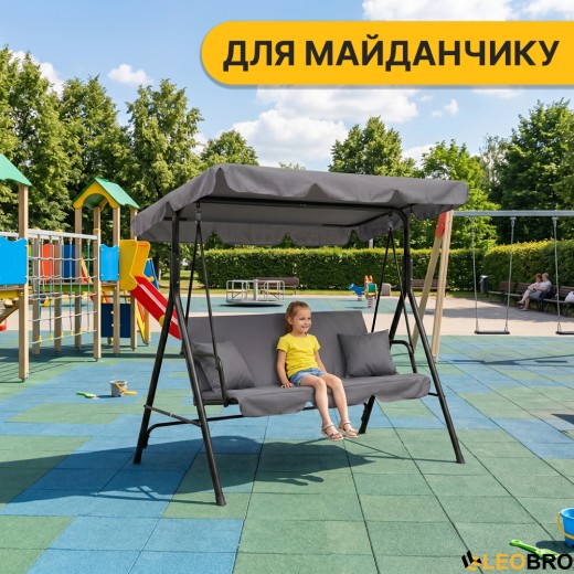 Качеля с подушками на 3 человека LEOBRO Grey - 8