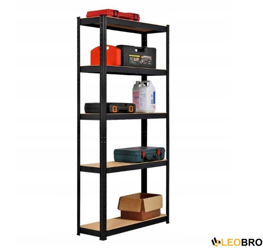 Стелаж LEOBRO Black 150 х 70 х 30 см, 175кг/полиця, 5 полиць (LB-R117) - 5