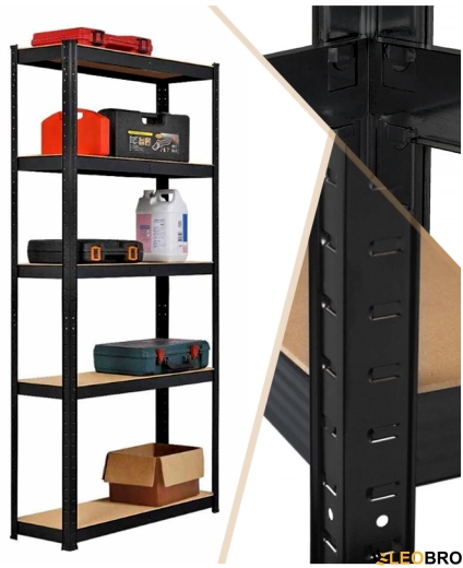 Стелаж LEOBRO Black 150 х 70 х 30 см, 175кг/полиця, 5 полиць (LB-R117) - 6