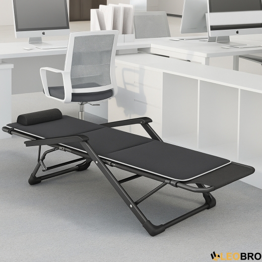 Розкладне крісло ліжко з подушкою LEOBRO Темно-сіре (LB-FCB-G2-BLK) - 2