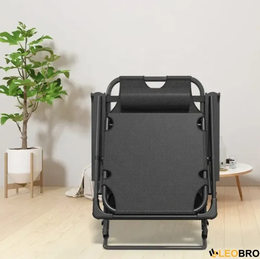 Розкладне крісло ліжко з подушкою LEOBRO Темно-сіре (LB-FCB-G2-BLK) - 4