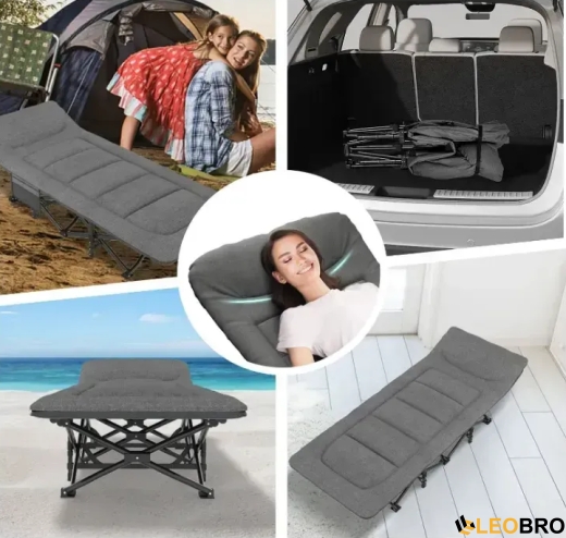 Туристична похідна розкладачка з вбудованим матрацом LEOBRO Grey (LB-CC-K1-GRY) - 6