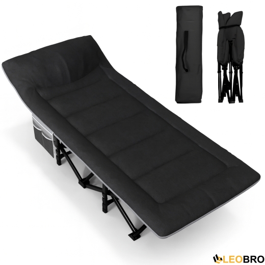 Туристична похідна розкладачка з вбудованим матрацом LEOBRO Black (LB-CC-K1-BLK) - 1