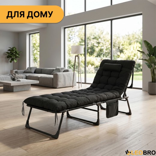 Раскладная кровать (раскладушка) с матрасом и подушкой LEOBRO Black (LB-FB-A1-BLK) - 10