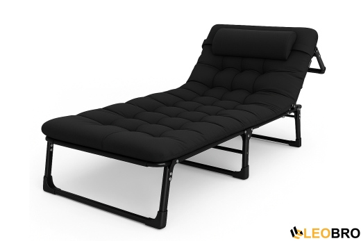 Розкладне ліжко (розкладачка) з матрацом і подушкою LEOBRO Black (LB-FB-A1-BLK) - 1