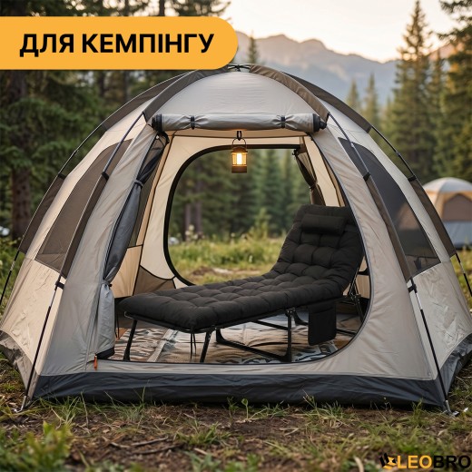 Раскладная кровать (раскладушка) с матрасом и подушкой LEOBRO Black (LB-FB-A1-BLK) - 3