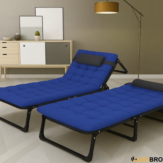 Розкладне ліжко (розкладачка) з матрацом і подушкою LEOBRO Blue (LB-FB-A1-BLU) - 2