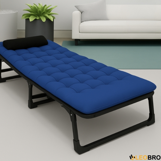 Розкладне ліжко (розкладачка) з матрацом і подушкою LEOBRO Blue (LB-FB-A1-BLU) - 3