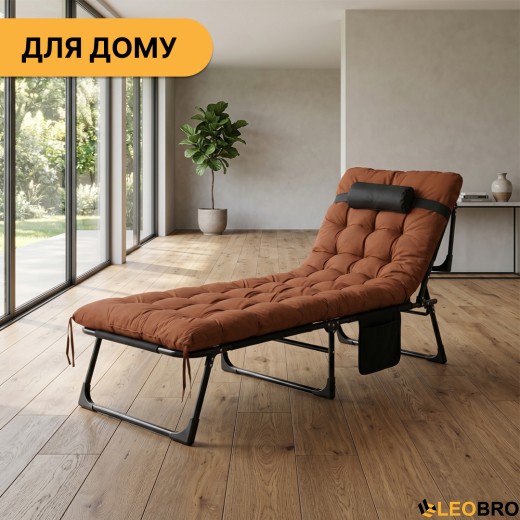 Раскладная кровать (раскладушка) с матрасом и подушкой LEOBRO Brown (LB-FB-A1-BRN) - 13