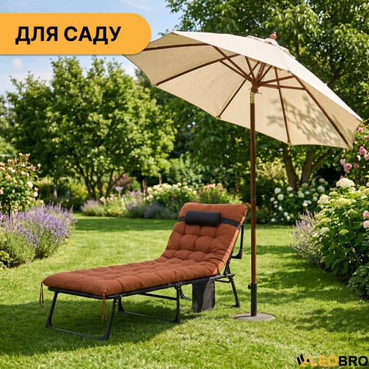 Раскладная кровать (раскладушка) с матрасом и подушкой LEOBRO Brown (LB-FB-A1-BRN) - 2