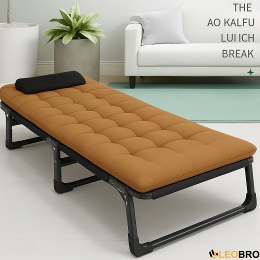 Розкладне ліжко (розкладачка) з матрацом і подушкою LEOBRO Brown (LB-FB-A1-BRN) - 2