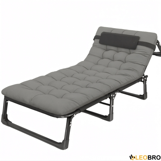 Розкладне ліжко (розкладачка) з матрацом і подушкою LEOBRO Grey (LB-FB-A1-GRY) - 1