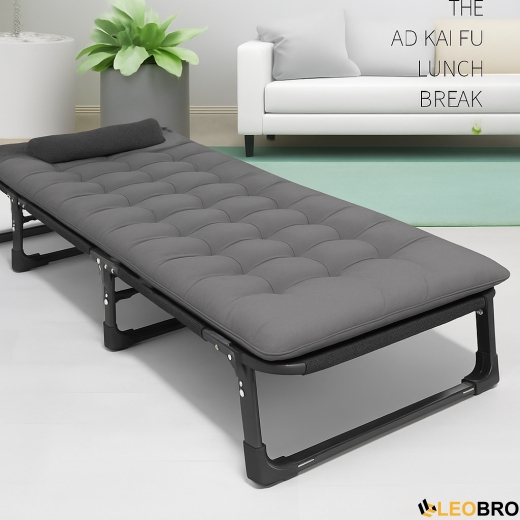 Розкладне ліжко (розкладачка) з матрацом і подушкою LEOBRO Grey (LB-FB-A1-GRY) - 2