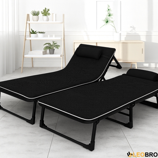 Розкладне ліжко (розкладачка) з Mesh-матрацом і подушкою LEOBRO Black (LB-FB-A2-BLK) - 1