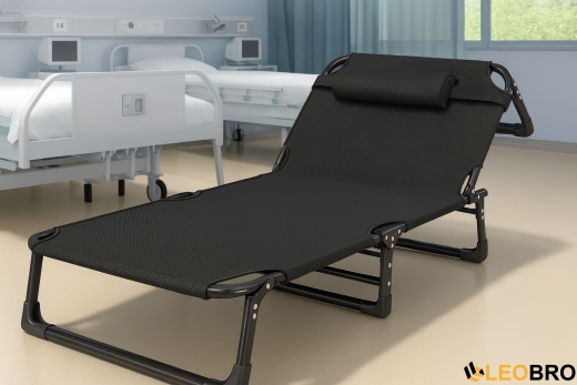 Розкладне ліжко (розкладачка) з Mesh-матрацом і подушкою LEOBRO Black (LB-FB-A2-BLK) - 2