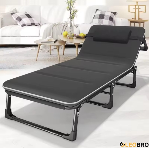 Розкладне ліжко (розкладачка) з Mesh-матрацом і подушкою LEOBRO Black (LB-FB-A2-BLK) - 5