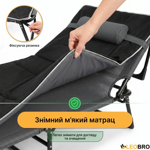 Розкладне ліжко (розкладачка) з Mesh-матрацом і подушкою LEOBRO Striped (LB-FB-A2-STR) - 11