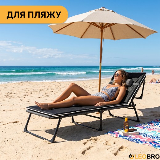 Розкладне ліжко (розкладачка) з Mesh-матрацом і подушкою LEOBRO Striped (LB-FB-A2-STR) - 4