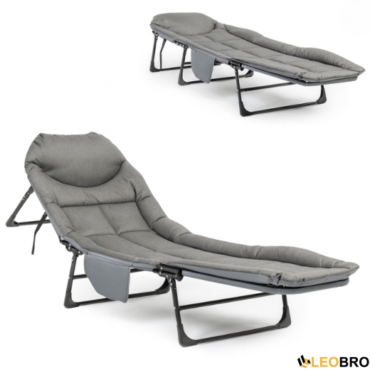 Розкладне ліжко (розкладачка) з вбудованим матрацом LEOBRO Grey (LB-FB-M1-GRY) - 1