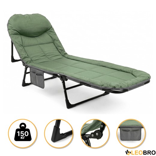Раскладная кровать (раскладушка) со встроенным матрасом LEOBRO Green (LB-FB-M1-GRN) - 1