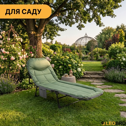 Раскладная кровать (раскладушка) со встроенным матрасом LEOBRO Green (LB-FB-M1-GRN) - 2