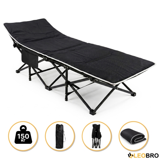 Туристична похідна розкладачка з Mesh-матрацом LEOBRO Black (LB-CC-L1-BLK) - 1