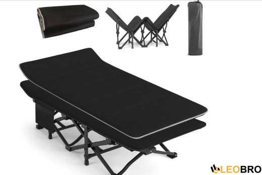 Туристична похідна розкладачка з Mesh-матрацом LEOBRO Black (LB-CC-L1-BLK) - 1