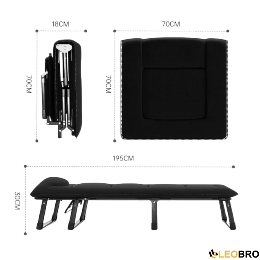 Розкладне ліжко (розкладачка) з вбудованим матрацом LEOBRO Black (LB-FB-S1-BLK) - 4