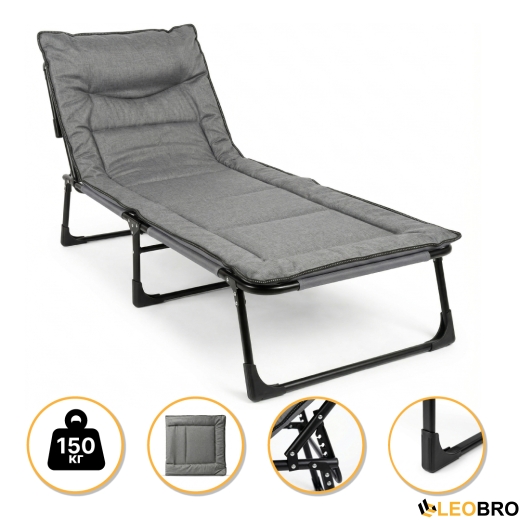 Розкладне ліжко (розкладачка) з вбудованим матрацом LEOBRO Grey (LB-FB-S1-GRY) - 1