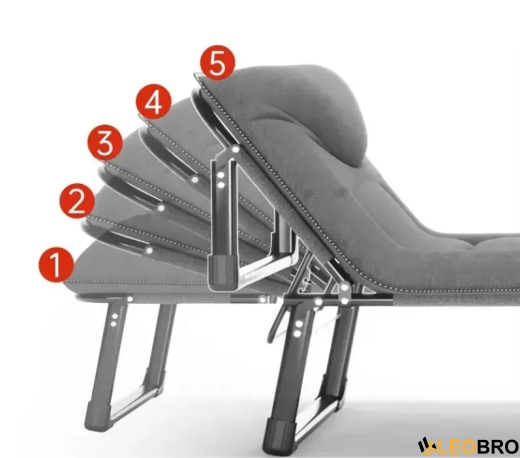 Розкладне ліжко (розкладачка) з вбудованим матрацом LEOBRO Grey (LB-FB-S1-GRY) - 4