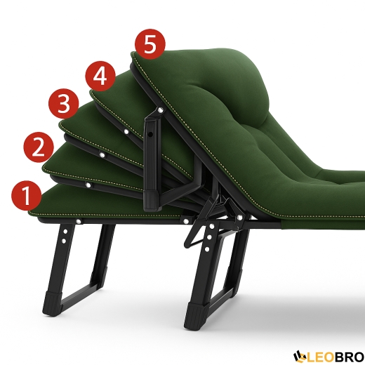 Раскладная кровать (раскладушка) со встроенным матрасом LEOBRO Green (LB-FB-S1-GRN) - 2