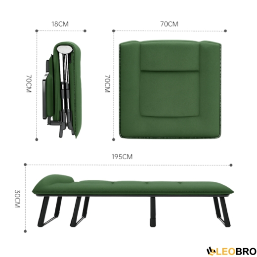 Розкладне ліжко (розкладачка) з вбудованим матрацом LEOBRO Green (LB-FB-S1-GRN) - 5