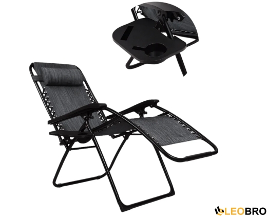 Комплект из 2 шезлонгов и стола 95х55х50 см Zero Gravity LEOBRO (LB-ZGC-F1-DGR-FT-A2) - 7