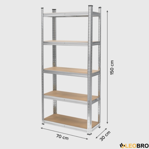 Стелаж LEOBRO 150 х 70 х 30 см, 175кг/полиця, 5 полиць (LB-R116) - 7