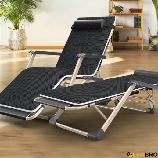 Розкладне крісло з подушкою LEOBRO Чорне (FCB-S07-PM-GRY) - 1