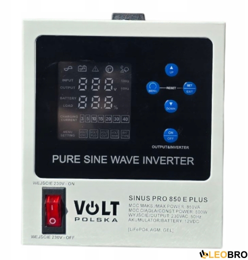 Гибридный ИБП/инвертор Volt Polska SINUS PRO 850 E PLUS 12/230V 500/850W (3SPM08012M) - 2