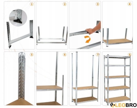 Набор из четырех стеллажей LEOBRO Premium 150 х 280 х 30 см, 150кг/полка, 5 полок (LB-R110Х4) - 5